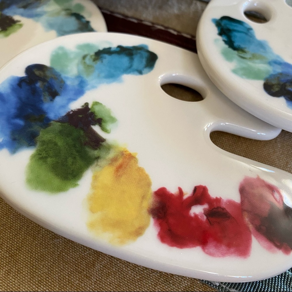 Set of 4 Fishs Eddy Artist Pallete Coasters NEW